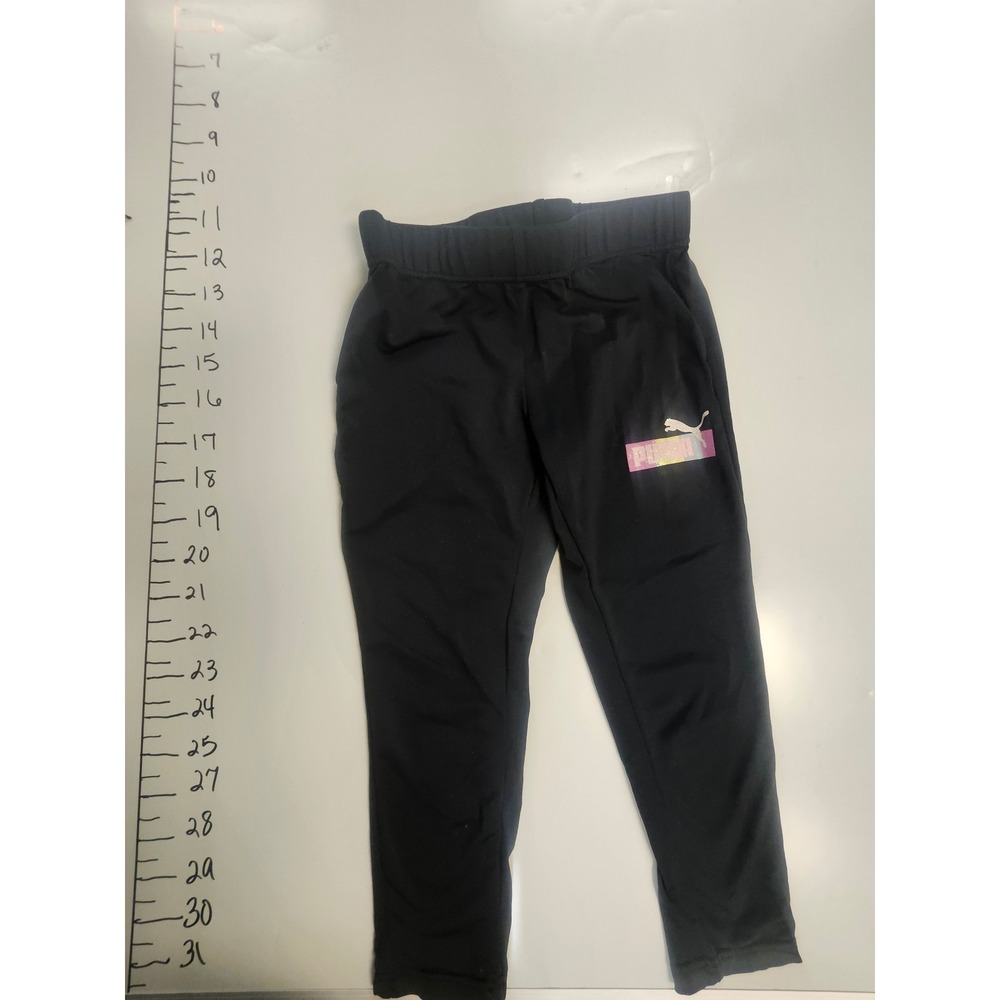 Puma Kids Black Activewear stretch Pants Iridescent Logo Size 5